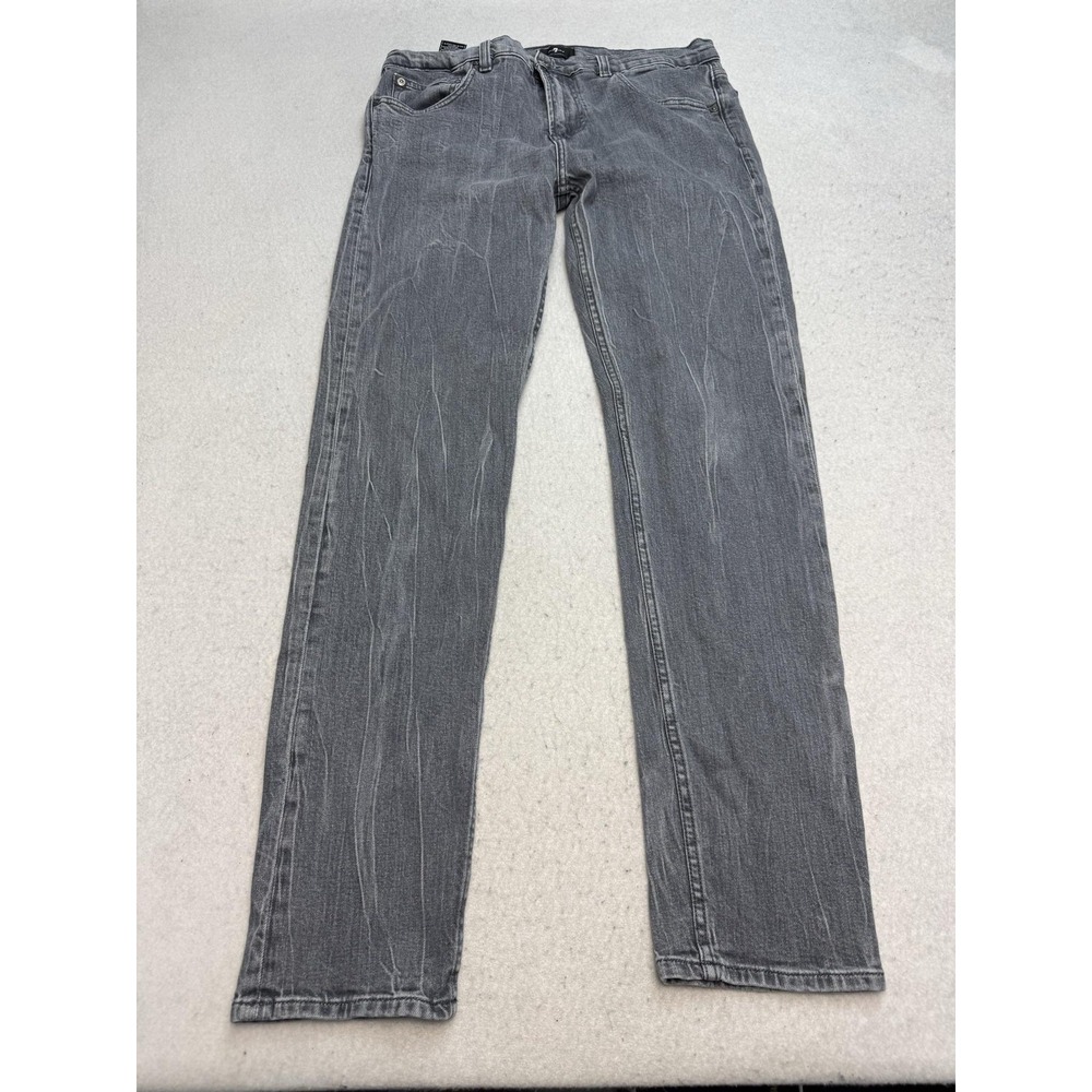 7 For All Mankind Jeans Mens 33x32 Charcoal Wash Slim‎ Straight Stretch Denim